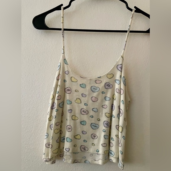 Pacsun Nollie Tank Top flowy valentines heart print, soft - Picture 2 of 3